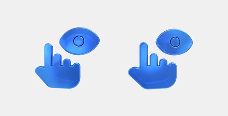 multimodal hand eye 3D icon on isolate white background