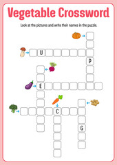 Vegetable crossword game template illustration