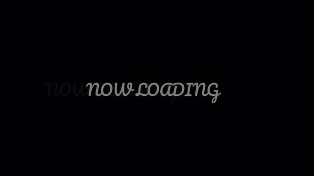 Now loading text is displayed in a unique script style, against a plain black background for a digital or technological visual.