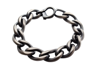 Thick metallic silver chain link circle for jewelry or design Isolated on a transparent background