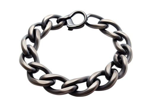 Thick metallic silver chain link circle for jewelry or design Isolated on a transparent background