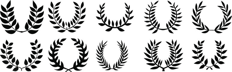 Obraz premium Twelve Black and White Laurel Wreaths Collection