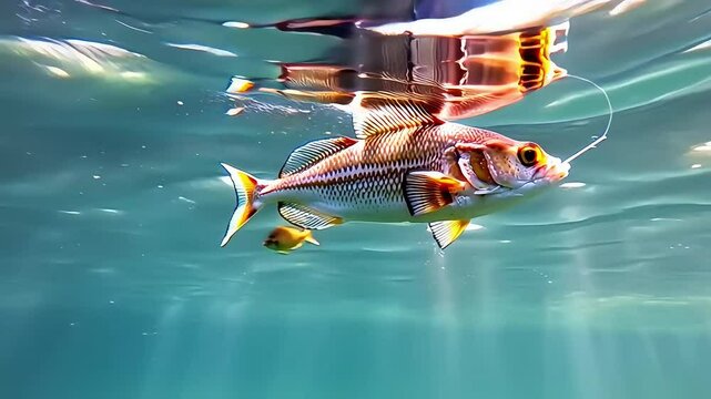 Swimming fish in blue ocean water, a beautiful marine animal 4k animal video footage