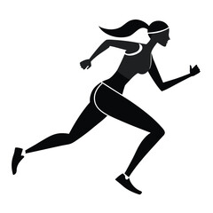 Athletic Woman Runner Silhouette – Side View of Female in Motion for Fitness and Health Graphic