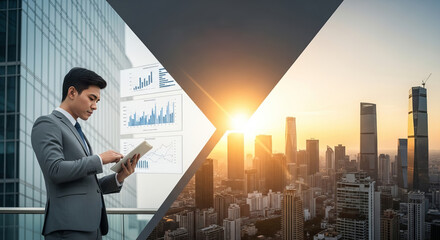 Building the Future Business man Where Vision Meets the Skyline