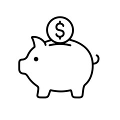 Obraz premium Outline piggy bank icon with dollar symbolizing personal savings