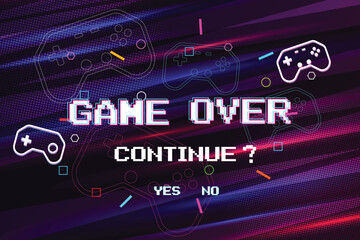 Game over, continue playing with controller, creative game template