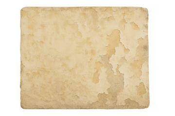 Old paper texture with peeling paint, isolated on transparent background, providing a vintage and distressed look