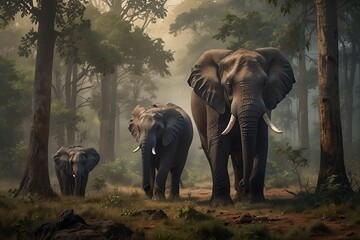 Obraz premium elephants in the wild
