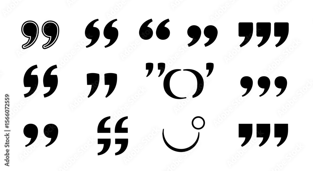 Fototapete Various quotation marks are displayed in different styles, punctuation symbols for educational and graphic design projects, silhouette