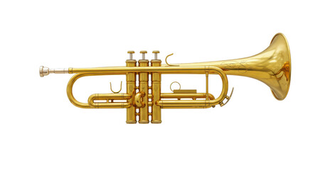 Obraz premium Golden brass trumpet isolated on white background
