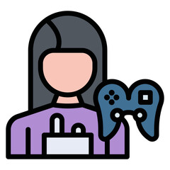 Game Tester Female icon vector image. Can be used for Game Development.
