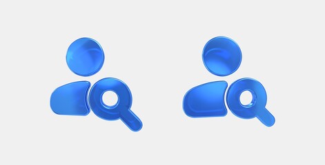 person search 3D icon on isolate white background