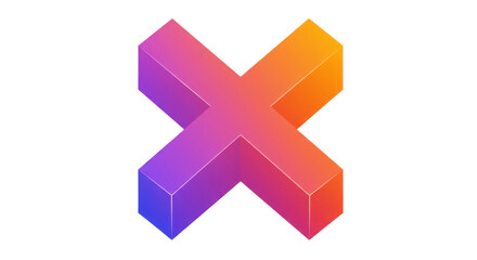 Obraz premium Isometric 3D gradient X cross icon on white background