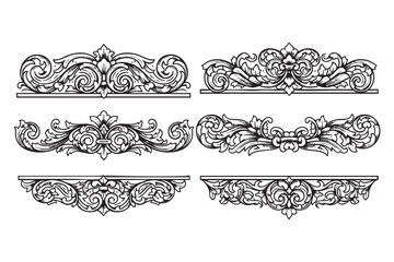 Fototapeta premium Vintage Ornate Decorative Dividers Vector Engraving Set