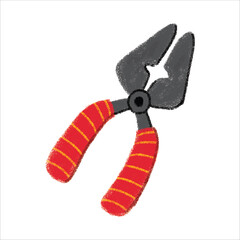 Pliers Illustration with crayon style editable for cards, poster decorations, t-shirt prints, stickers, icons and others