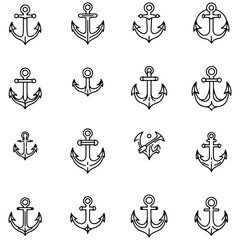 Fototapeta premium A massive collection of anchor icons, providing endless options with its diverse range of design styles