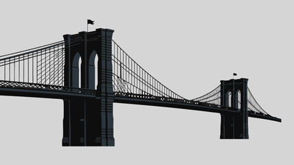 Fototapeta premium Brooklyn Bridge vector with a stylized NYCs famous bridge; ideal for travel websites, city guides, posters, and print materials.