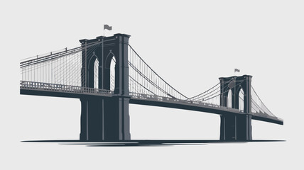Obraz premium Brooklyn Bridge vector with a stylized NYCs famous bridge; ideal for travel websites, city guides, posters, and print materials.
