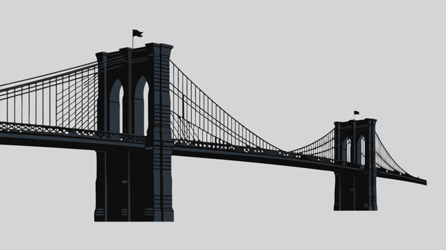 Brooklyn Bridge vector with a stylized NYCs famous bridge; ideal for travel websites, city guides, posters, and print materials.