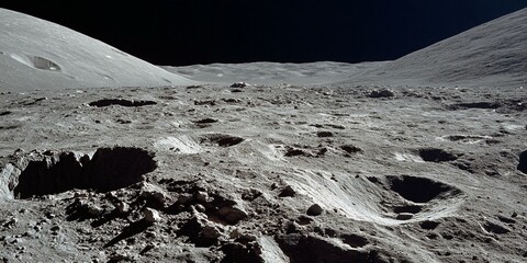 Moon surface background panorama wallpaper generated image