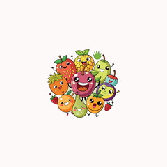Fototapeta premium Funny doodle fruit cartoon with cute expression