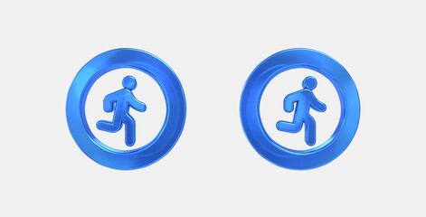 run circle 3D icon on isolate white background