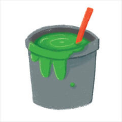 a bucket of paint Illustration with crayon style editable for cards, poster decorations, t-shirt prints, stickers, icons and others