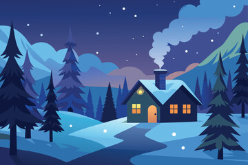 Naklejka premium winter landscape with houses