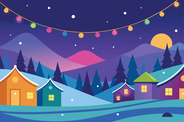 Fototapeta premium winter landscape with houses