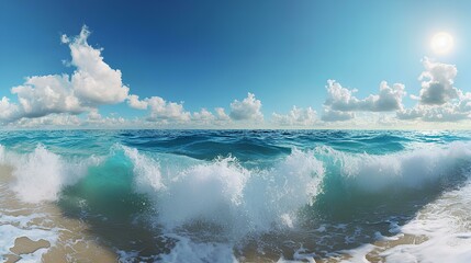 Stunning seascape with turquoise water splash