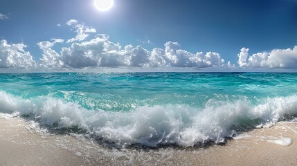 Stunning seascape with turquoise water splash