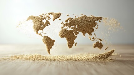 World map made from sand grains on neutral background
