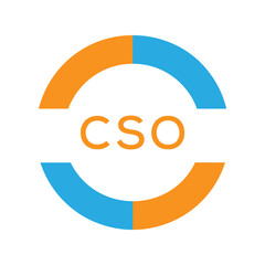Modern CSO Circular Logo Design – Colorful Blue and Orange Business Branding Symbol. CSO Letter Logo.
