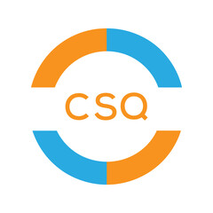 Modern CSQ Circular Logo Design – Colorful Blue and Orange Business Branding Symbol. CSQ Letter Logo.
