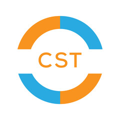 Modern CST Circular Logo Design – Colorful Blue and Orange Business Branding Symbol. CST Letter Logo.
