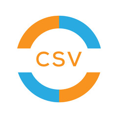 Modern CSV Circular Logo Design – Colorful Blue and Orange Business Branding Symbol. CSV Letter Logo.

