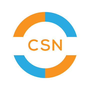 Modern CSN Circular Logo Design &ndash; Colorful Blue and Orange Business Branding Symbol. CSN Letter Logo.

