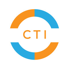 Modern CTI Circular Logo Design – Colorful Blue and Orange Business Branding Symbol. CTI Letter Logo.
