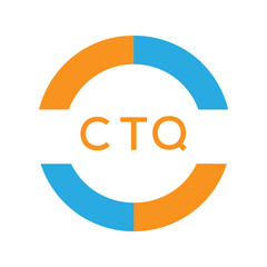 Modern CTQ Circular Logo Design – Colorful Blue and Orange Business Branding Symbol. CTQ Letter Logo.
