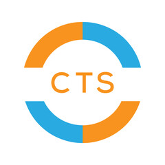 Modern CTS Circular Logo Design – Colorful Blue and Orange Business Branding Symbol. CTS Letter Logo.
