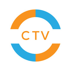 Modern CTV Circular Logo Design – Colorful Blue and Orange Business Branding Symbol. CTV Letter Logo.
