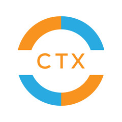 Modern CTX Circular Logo Design – Colorful Blue and Orange Business Branding Symbol. CTX Letter Logo.
