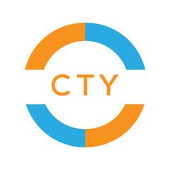 Modern CTY Circular Logo Design – Colorful Blue and Orange Business Branding Symbol. CTY Letter Logo.
