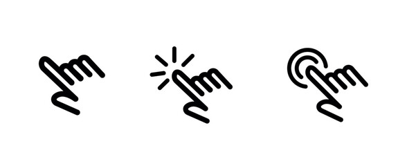 hands. hand pointer. mouse click icon. click icon. tap press, finger, touch icon png and vector illustration on transparent background
