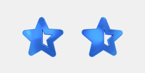 star half 3D icon on isolate white background