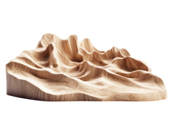 Pointed sand heap with distinct surface lines and wind-swept shaping isolated on a transparent background