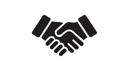 Obraz premium Flat business icon of a handshake, filled black, isolated on white, minimalist design