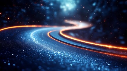 Abstract winding path with glowing lines