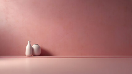 Minimalist pink background with soft shadows and smooth gradient. Clean and simple setup with empty space for text or product placement.
